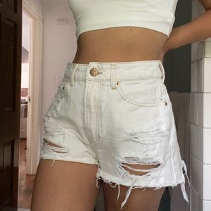 NEW Bershka White High Rise Denim Shorts Size:26